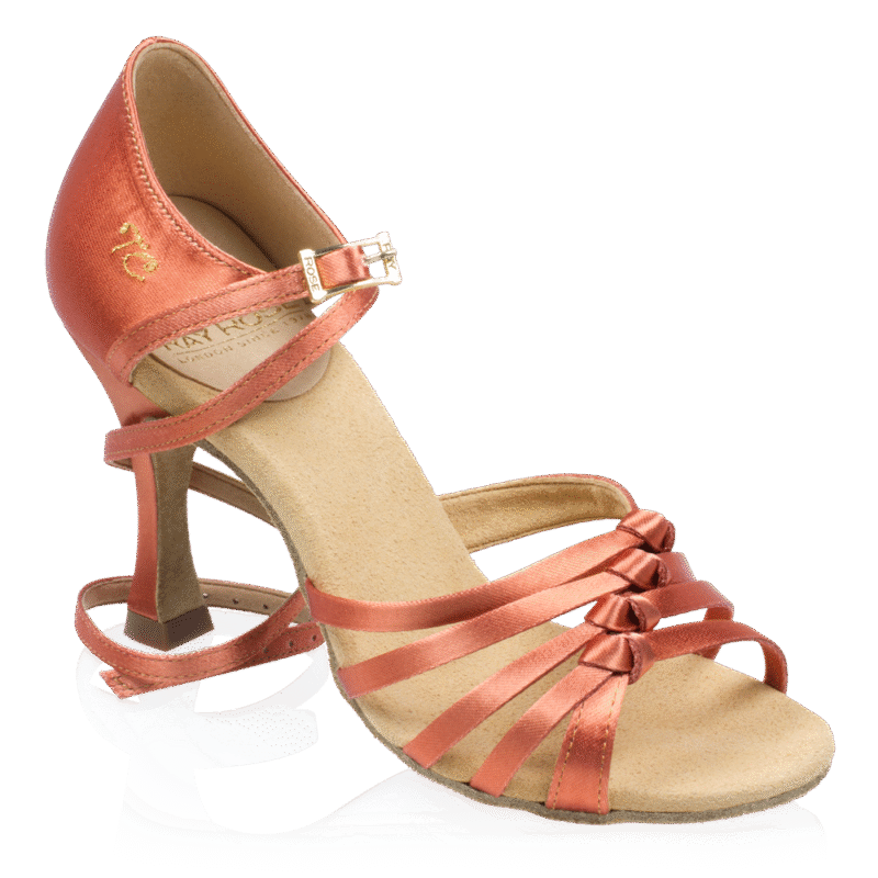 Ray Rose Tania Xtra Παπούτσια Latin Γυναικεία Dark Tan Satin με Τακούνι 7.6εκ. [824-X]