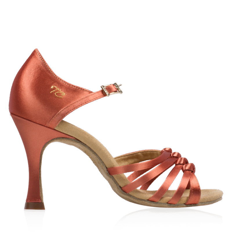Ray Rose Tania Xtra Παπούτσια Latin Γυναικεία Dark Tan Satin με Τακούνι 7.6εκ. [824-X]