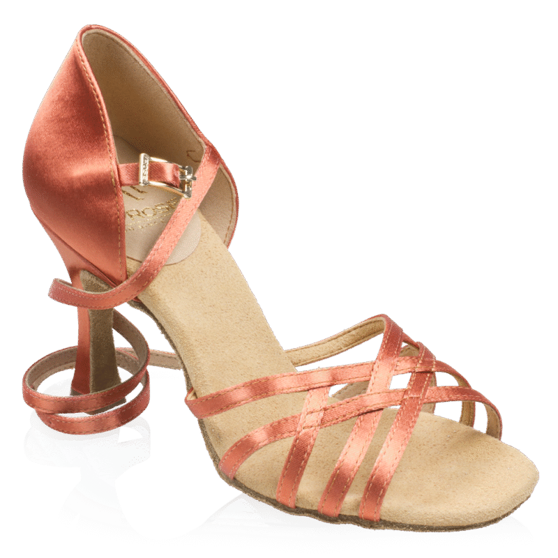 Ray Rose Kalahari Xtra Παπούτσια Latin Γυναικεία Dark Tan Satin με Τακούνι 7.6εκ. [H860-X]