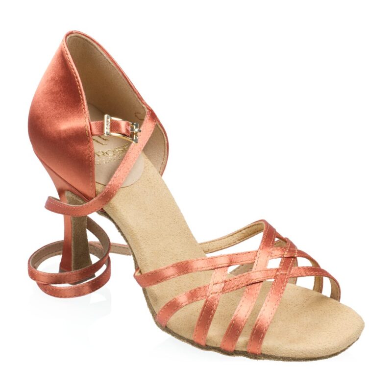 Ray Rose Kalahari Xtra Παπούτσια Latin Γυναικεία Dark Tan Satin με Τακούνι 7.6εκ. [H860-X]