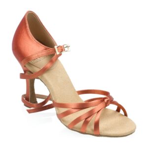 Ray Rose Drizzle Xtra Παπούτσια Latin Γυναικεία Dark Tan Satin με Τακούνι 7.6εκ. [825-X]
