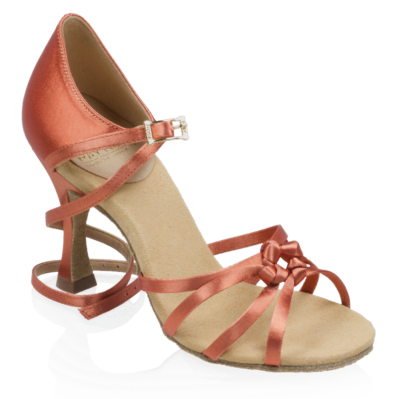 Ray Rose Blizzard Xtra Παπούτσια Latin Γυναικεία Dark Tan Satin με Τακούνι 7.6εκ. [820-X]