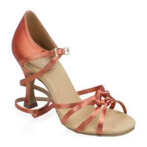 Ray Rose Blizzard Xtra Παπούτσια Latin Γυναικεία Dark Tan Satin με Τακούνι 7.6εκ. [820-X]