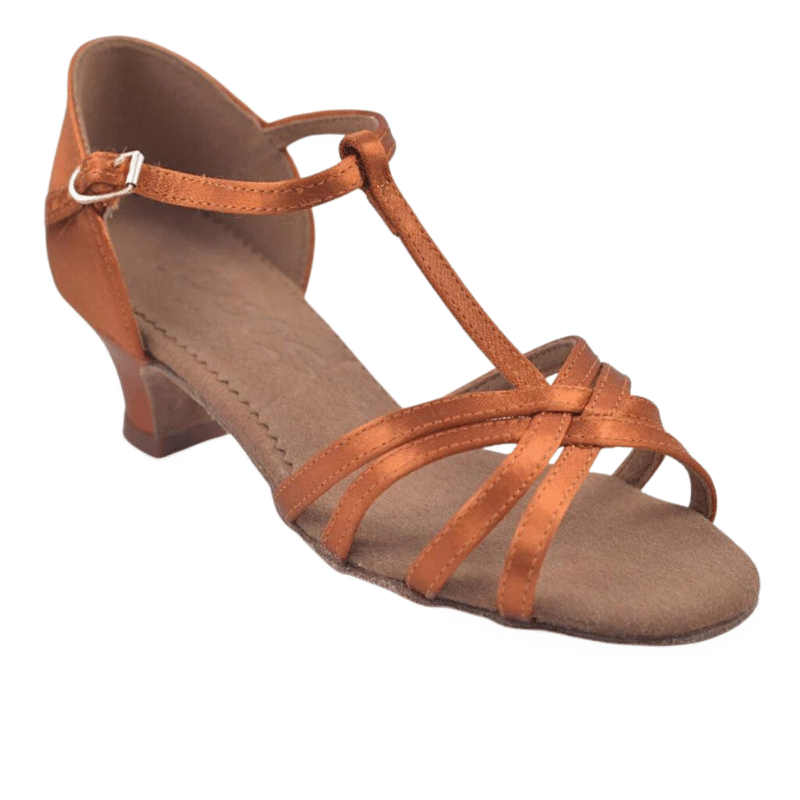 Loops of Dance Παπούτσια Latin Παιδικά Dark Tan Satin με Τακούνι 4εκ. [604]